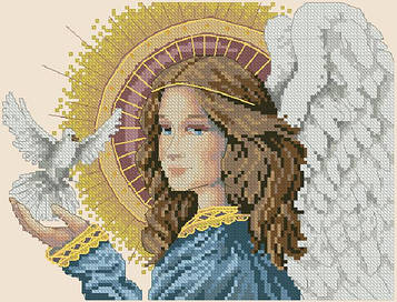 Набір для вишивання хрестиком Небесна благодать — ангел із блакитним. Розмір: 18,5*14 см
