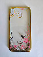 Чохол силіконовий із квіточками для Samsung M20 Золотий