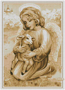Набір для вишивання хрестиком Ангел із козлям. Розмір: 31,8*43,7 см