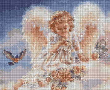 Набір для вишивання хрестиком Ангел у хмарах. Розмір: 29*23,8 см