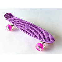 Скейтборд/скейт пенни борд со светящимися колесами 221 (Penny Board): сиреневый, до 80кг