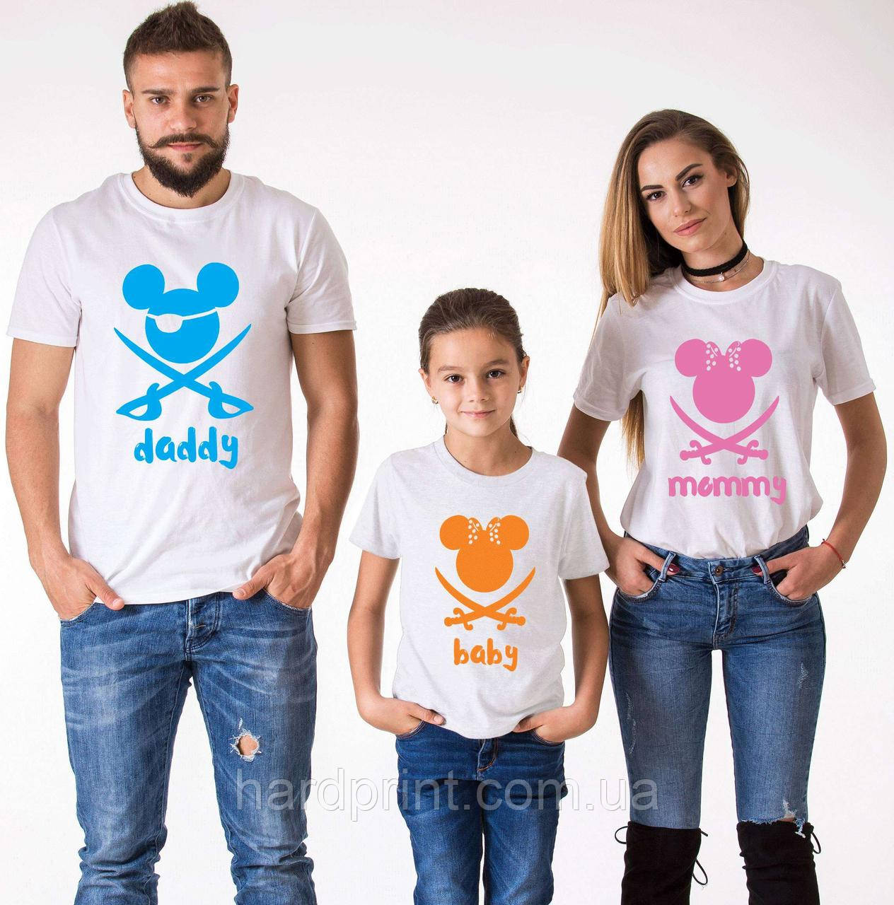 Футболки. Family Look. Футболки для всієї родини. Міккі і Мінні МАУС. Пірати. Футболки для фотосесії.