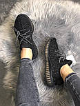 Жіночі кросівки Adidas Yeezy 350 v2 static reflective чорні. Живе фото. (топ ААА+), фото 5