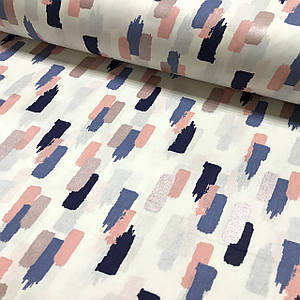 Тканина поплін дизайн "Америка" пудрово-синя (глітер) на білому (ТУРЦІЯ шир. 2,4 м) (R-FR-0079)