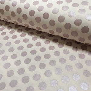 Тканина поплін кружечки пудрові (глітер) на світло-пудровому (ТУРЦІЯ шир. 2,4 м) (R-FR-0082)