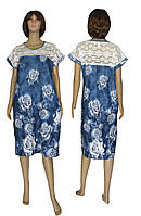 Платье женское летнее с кружевом 19048 Office Batal Agure Джинс/Розы коттон