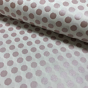 Тканина поплін-хружечки бежеві (глітер) на білому (ТУРЦІЯ шир. 2,4 м) (R-FR-0570)