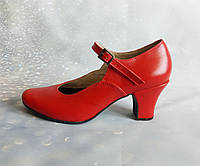 Туфлі для народних танців червоні каблук Вірського