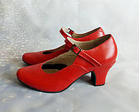Туфлі для народних танців червоні каблук Вірського, фото 3