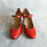 Туфлі для народних танців червоні каблук Вірського, фото 5
