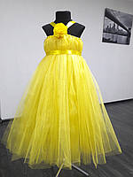 Плаття пишне пачка ту-ту для дівчинки з фатину жовте довге "Попелюшка"
