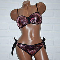 Модний жіночий роздільний купальник із двосторонньою паєткою, розмір S