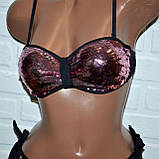 Модний жіночий роздільний купальник із двосторонньою паєткою, розмір S, фото 2