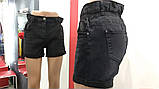 Шорти жіночі чорні стрейч на резинці джинсові, фото 4