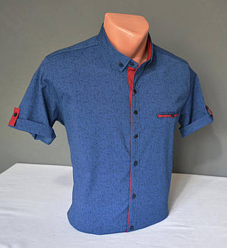 Чоловіча сорочка з коротким рукавом G-port синя Туреччина 5004