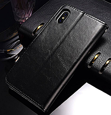 Кожаный чехол-книжка для iPhone XS Max (6,5'') черный, фото 2
