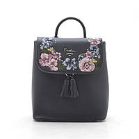 Рюкзак жіночий David Jones black Девід Джонс чорний з вишивкою 163252