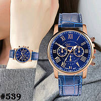 Женские кварцевые наручные часы / годинник Geneva Platinum синего цвета (539)