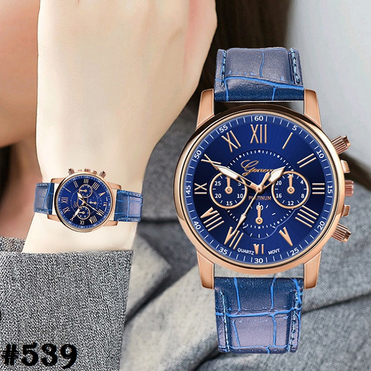 Жіночий кварцовий наручний годинник / годинник Geneva Platinum синього кольору (539)