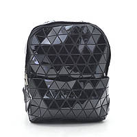 Рюкзак жіночий чорний (лак) трикутниками 175670
