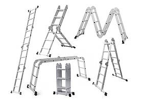 Драбина трансформер Higher 4x3 4-х секційна + платформа розкладна 4х3 12 ступ.3.5 м Польща