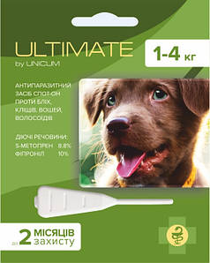 Краплі Ультмейт Ultimate від бліх та кліщів для собак від 1-4кг 0,6 мл