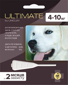 Краплі Ультмейт Ultimate від бліх та кліщів для собак 4-10 кг 0,8 мл