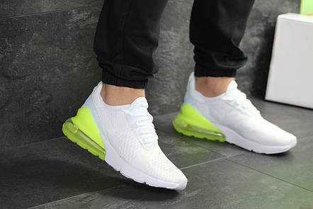 Чоловічі літні кросівки Nike Air Max 270,білі з салатовим, фото 2