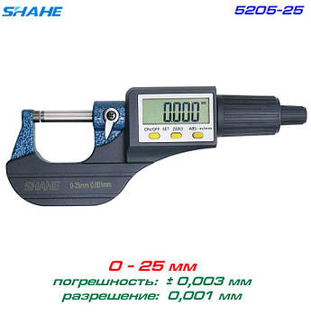 SHAHE 5205-25 цифровий мікрометр 0-25 мм, роздільна здатність: 0,001мм