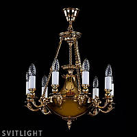 Люстра классическая на 9 лампочек (Латунь) Латунная люстра DAFNE brass antique размерами 45 х 48 см, с 9