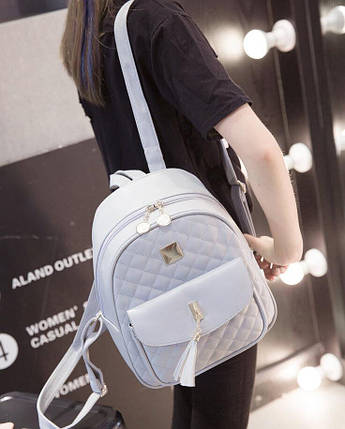 Міський стьобаний рюкзак з пензликом для модних дівчат, фото 2