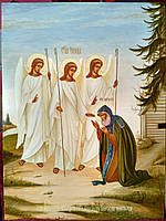 Рукописна ікона Явлення Святої Трійці Олександру Свирському 80*60 см