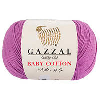 Пряжа из хлопка Gazzal Baby cotton 3414 орхидея (Газзал Беби Коттон)