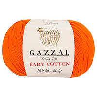 Пряжа з бавовни Gazzal Baby cotton 3419 оранж (Газзал Бебі Котон)
