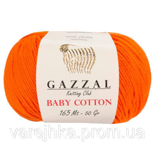 Пряжа из хлопка Gazzal Baby cotton 3419 оранж (Газзал Беби Коттон) - фото 1 - id-p956900267