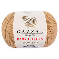 Пряжа з бавовни Gazzal Baby cotton 3424 бежевий (Газзал Бебі Котон)