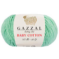 Пряжа з бавовни Gazzal Baby cotton 3425 м'ята (Газзал Бебі Котон)