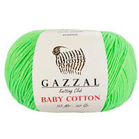 Пряжа из хлопка Gazzal Baby cotton 3427 ярко-салатовый (Газзал Беби Коттон)