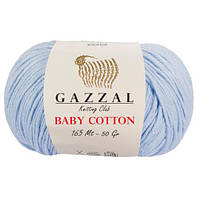 Пряжа из хлопка Gazzal Baby cotton 3429 нежно-голубой (Газзал Беби Коттон)