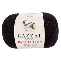 Пряжа из хлопка Gazzal Baby cotton 3433 черный (Газзал Беби Коттон)