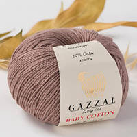 Пряжа из хлопка Gazzal Baby cotton 3434 кофе с молоком (Газзал Беби Коттон)