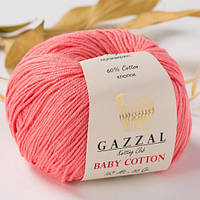 Пряжа из хлопка Gazzal Baby cotton 3435 коралловый (Газзал Беби Коттон)
