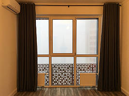 Шторы на люверсах из блэкаута под лен 