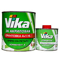 Грунт акриловый Vika (Вика) HS 4+1 комплект с отвердителем 1 л (1,4 кг) Серый