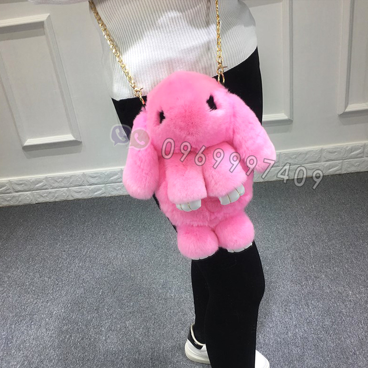 🐰 Сумка-Рюкзак 🐰 рожевий хутряний💕 Кролик "Rex Fendi" (зайчик, зайчик) як іграшка
