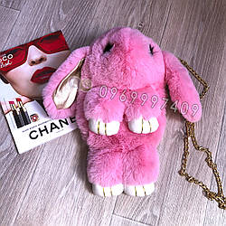 🐰 Сумка-Рюкзак 🐰 рожевий хутряний💕 Кролик "Rex Fendi" (зайчик, зайчик) як іграшка