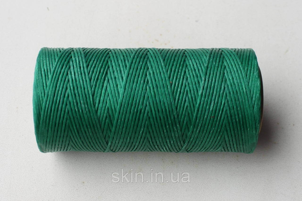 Нитка вощена, плоска, зеленого кольору, товщина - 1 мм, 130 метрів, артикул СК 5185