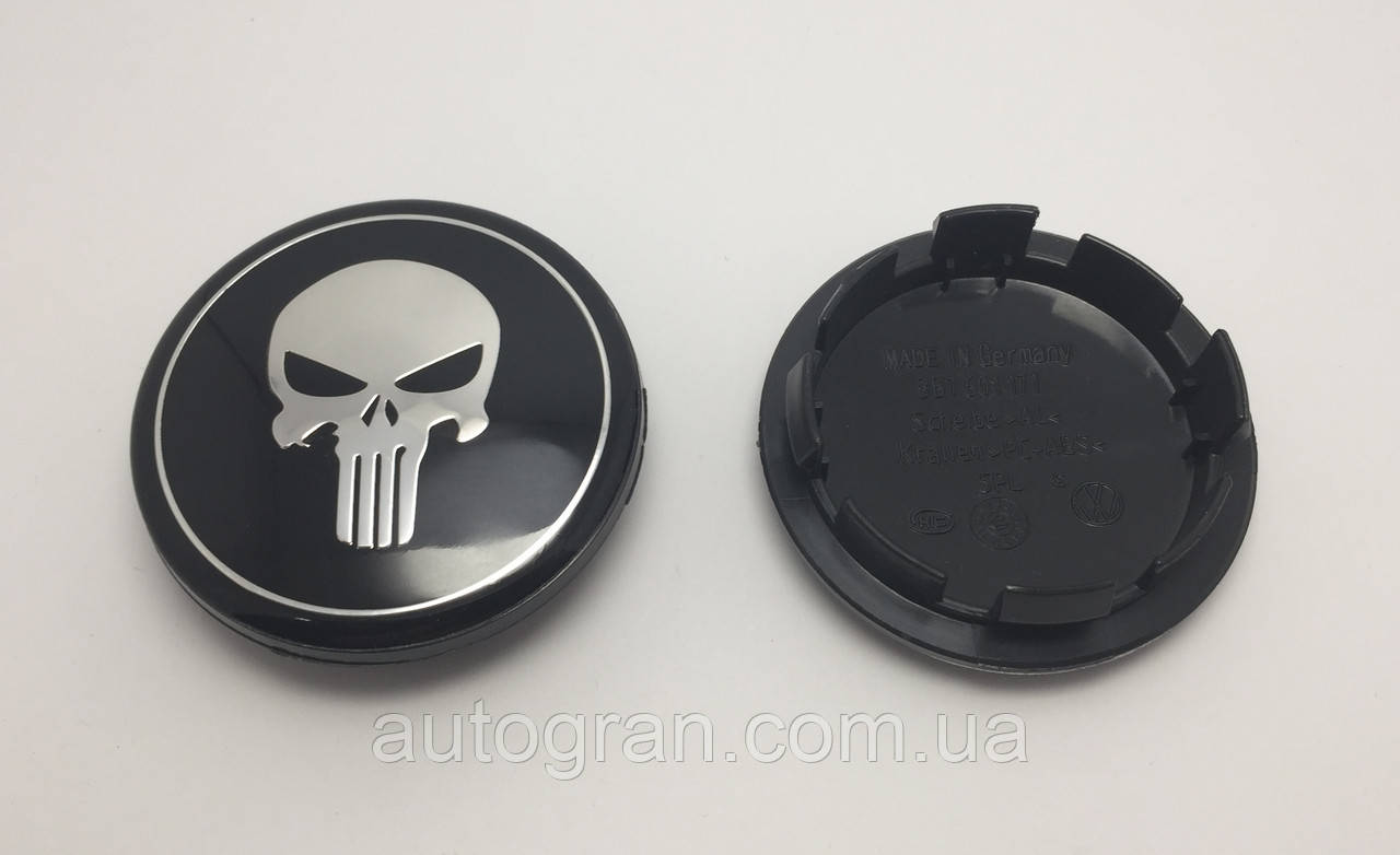 Заглушки ковпачки штатних дисків Skull Punisher 65ммм, фото 1