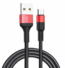 Плетений кабель Micro USB Hoco X26 Red — black