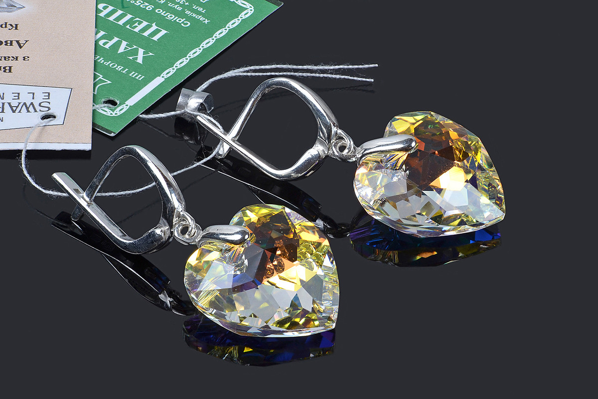 Сережки у формі серця з кристалами Swarovski